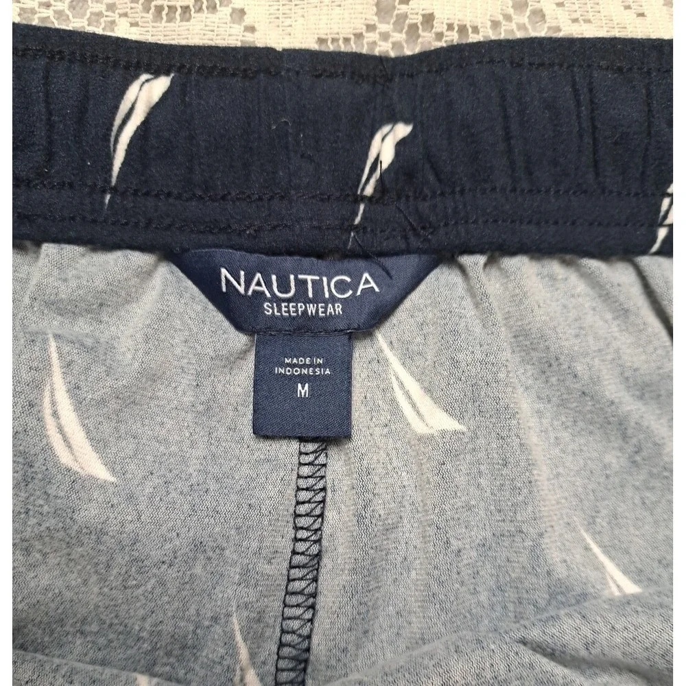 Nautica Men's Blue White Lounge  Pajama Pants 100% Polyester Sleepwear Size‎ M